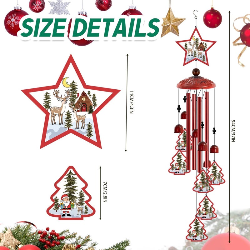 Howarmer Christmas Wind Chimes for Outside, 35'' Metal Christmas WindChimes Gifts for Women/Men, Decoration for Outdoor, Home, Garden, Patio, Backyard - Image 2